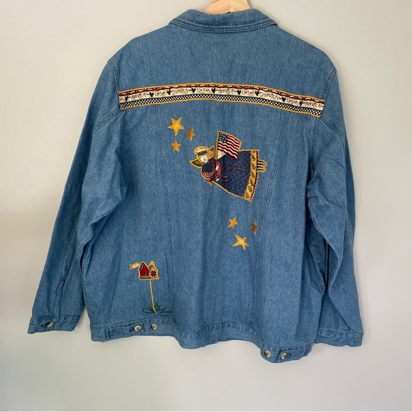 Quacker Factory Americana USA Denim Jacket in Blue SIZE 2X - Picture 6 of 12